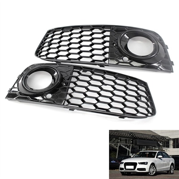 Honeycomb tåkelysgrill for A4 B8 RS4 2009-2012 Gloss Black 8KD807682 8KD807681