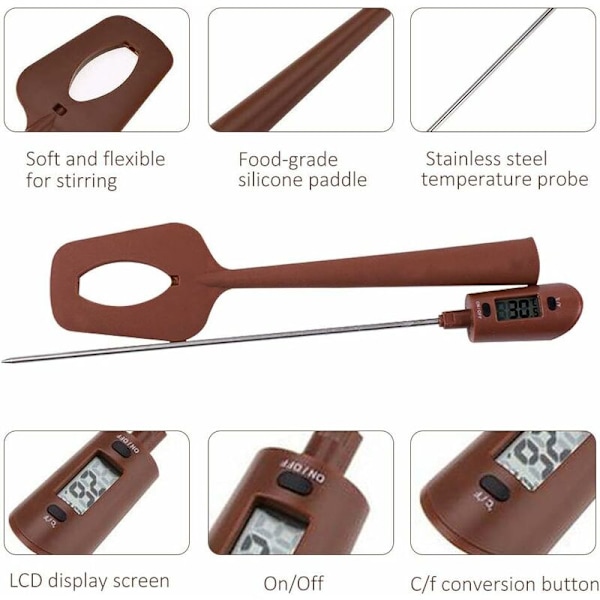 Spletttermometer - Syltetøytermometer med Transparent Digitalt Display for Sjokolade, Kremer, Sauser, Syltetøy og Sirup, Øyeblikkelig Avlesning