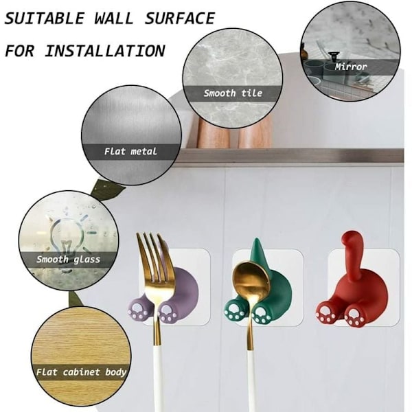 3-pack multifunktionella djurshvans krokar, självhäftande väggkrok, tandborsthållare, tandborsthållare, kök, badrum, handdukshängare, (3 st), Sunny