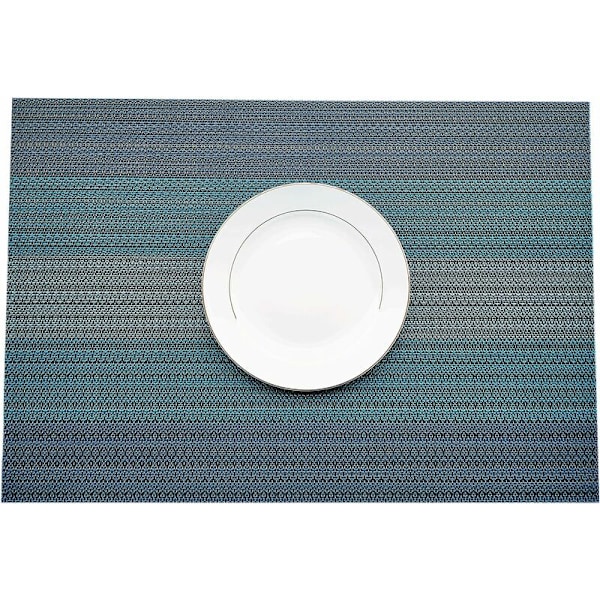 Plassmatter Sett, Sett med 4 Vaskbare PVC Varmebestandige Sklisikre Bordmatter for Spisestue Kjøkken Stue Hage eller Spisestue Restaurant - Grå / Blå