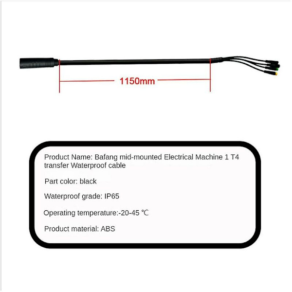 1t4 Vanntett Kabelsett for BBS01 BBS02 Mid Motor Display Bremsespaken Tommelgasskobling