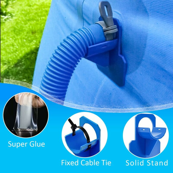 Slangklämmor för pool, pooladapter, slangstöd för ovanmarkspool, pooltillbehör, 30-37 mm vattenrörshållare, Bl