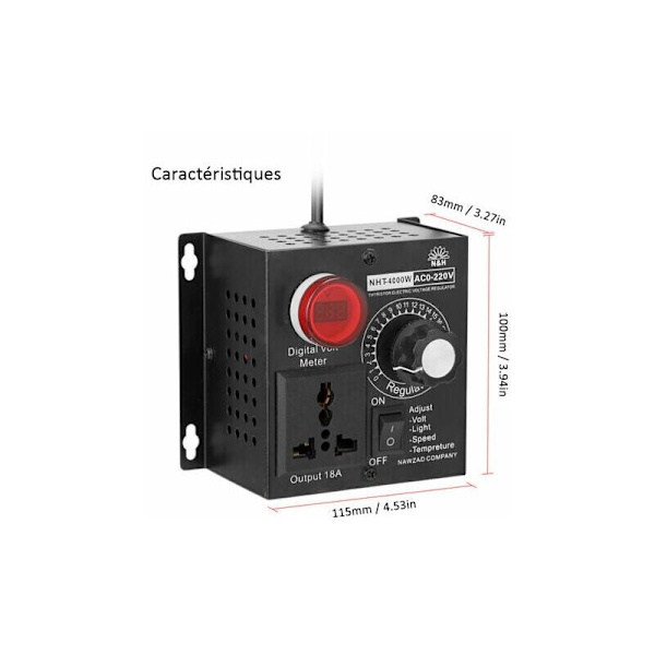 AC 220V 4000W Kompakt Styrenhet Variabel Spänning Hastighet Bärbar Temperatur Ljus Spänning Justerbar Dimmer-