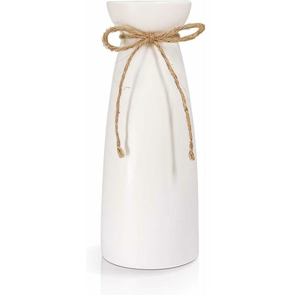 Keramisk vas, stor vit blomvas, modern bordsdekoration, högkvalitativ dekorativ vas, för hem, fest, bröllopsdekoration (23 cm)