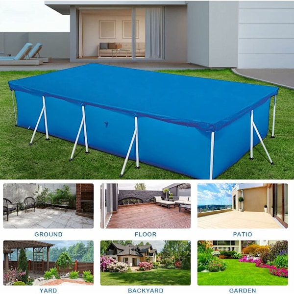 Rektangulärt Poolöverdrag, Rektangulär Pool, Skyddande Poolöverdrag, Rörformigt Poolbubbelöverdrag, Regntäcke Blå(221150CM)-DENUOTOP