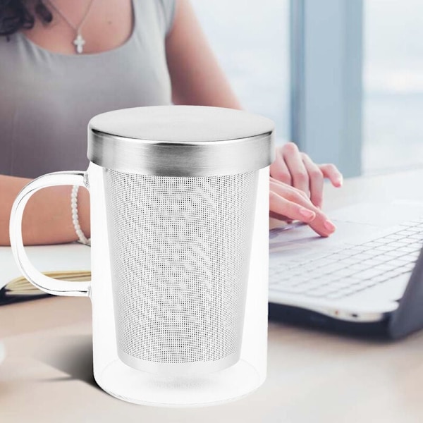 500 ml Resväska Värmebeständig Glas Teinfuser Mugg med Rostfritt Stål Lock Kaffe Mugg Tumbler Kök Värmebeständig Stor