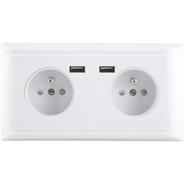 Multifunktionel USB-stikkontakt EU-stikkontakt Vægstrømstikkontakt med dobbelt USB-port til telefonopladning 250V