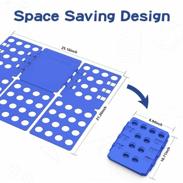 T-shirt foldebræt skjorte tøj mappe holdbar plast vasketøj foldebrætter, blå 56 x 68 cm
