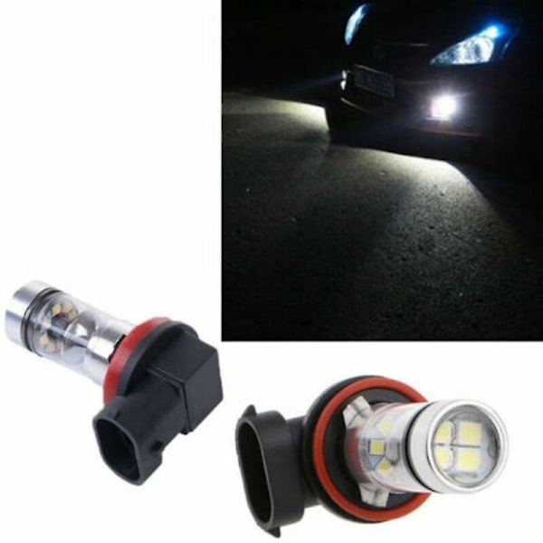 2x H8 / h11 LED-sumuvalot Auton Päiväajovalot Valkoiset Lamput 100w Sarja.