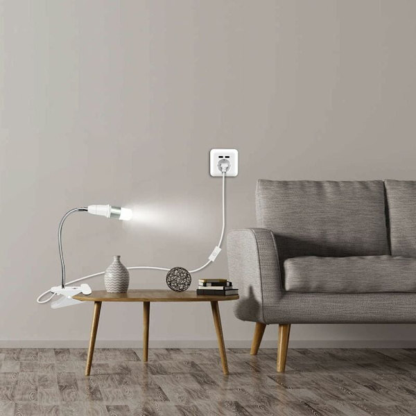 E27 klips på pæreholder med bryter, LED bordlampe base med 360 graders svanehals, klips på lampebase med 1,8 m kabel, for planter, akvarier, bord,