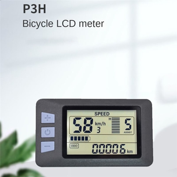 P3H LCD-displaymätare Instrumentbräda 24V-60V Elcykelmätare Displaypanel för Elsparkcykel (SM-kontakt 5PIN)