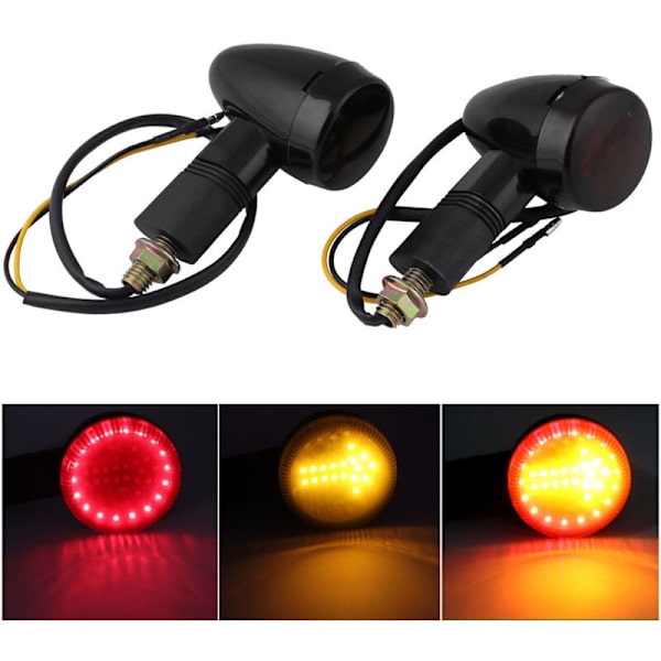 Universal Motorcykel Svart Rök Led Blinkers Indikatorljus för Cafe Custom