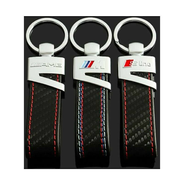 Audi sLine logo nøglering i ægte kulfiberlæder (1 stk. sLine)