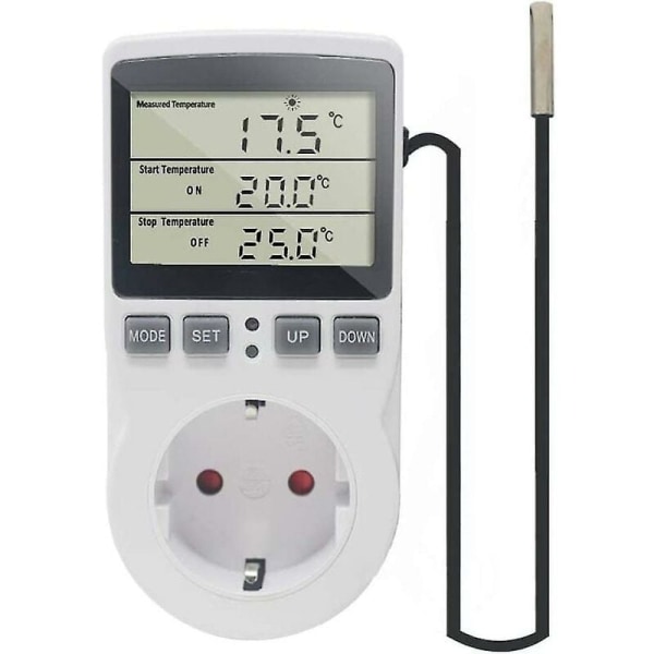 Ketotek 230 V temperaturregulator stikkontakt med sensor Digital termostat stikkontakt med timer stikkontakt Termostat tidsbryter for drivhus akvarium