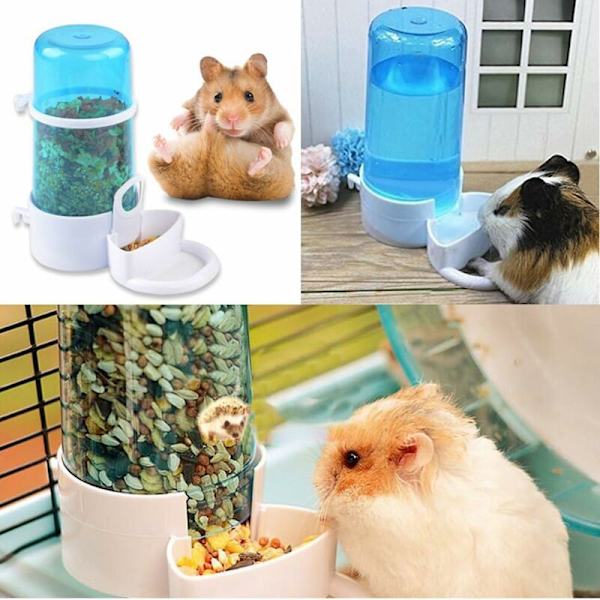 Hamsterin vesidispenseri, automaattinen lemmikkieläinten ruokadispenseri marsuille, kaneille, linnuille ja pienille siileille (2 kpl)