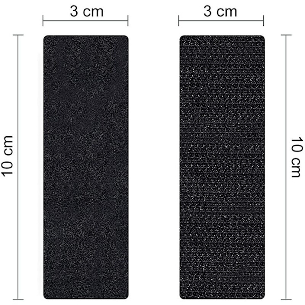 Dubbelsidig självhäftande skrapa, 20 par självhäftande grepptejp svart nylon extra stark dubbelsidig självhäftande tejp rektangel 10cm×3cm för DIY Vorhä