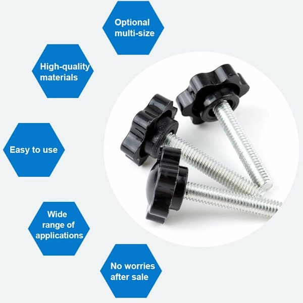 10-pack M6x30mm vingmutter, plaststjärna räfflad vingmutter klämskruv