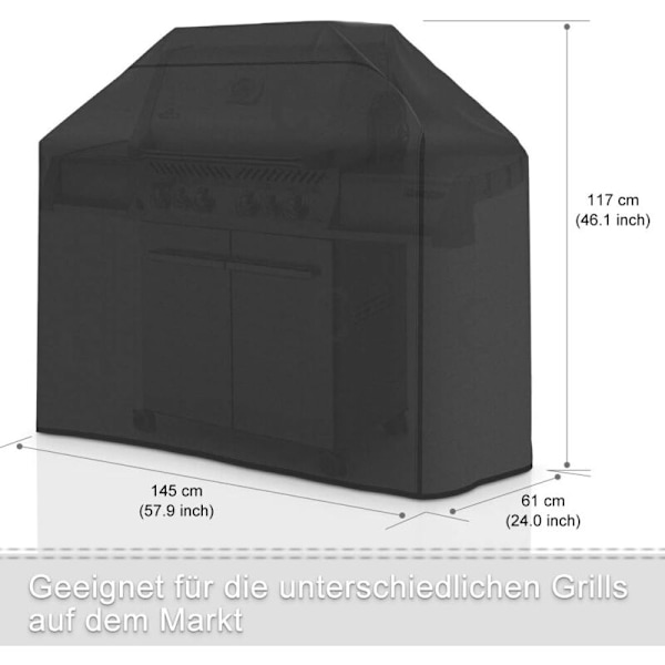 Skyddande Överdrag för Grill Vattentätt Överdrag 145 X 61 X 117 Cm Svart