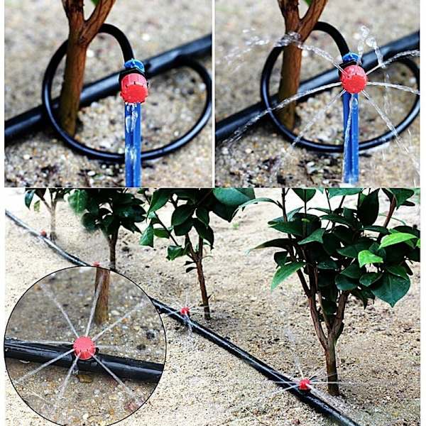 100 stk drypvanding justerbar dryp automatisk vandingssystem slange dryp mikro sprinklere emitter dryppere til plante drivhus DIY have