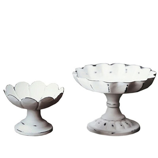 Metal serveringsbakke Display-plade Retro Hvid Dessert Frugt Kage Snack Høj Plade Hjemmefest Bryllupsdekor