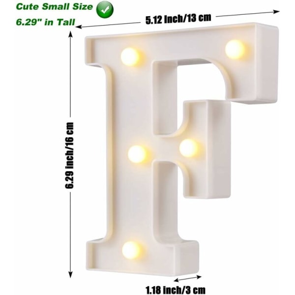 LED Marquee Bogstavlys 26 Alfabetet Oplyste Bogstaver Skilte Perfekt til Bryllup Fest Bar Dekoration (Hvid F)-Fei Yu