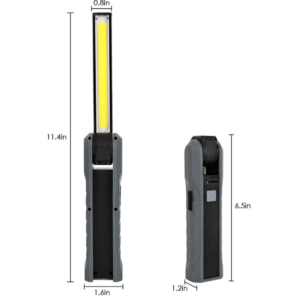 Gave til menn, Ladbar lommelykt Arbeidslys COB Lommelykt Verkstedlampe med magnetisk base 4 moduser Campinglampe for garasje, camping, nødsituasjoner, etc