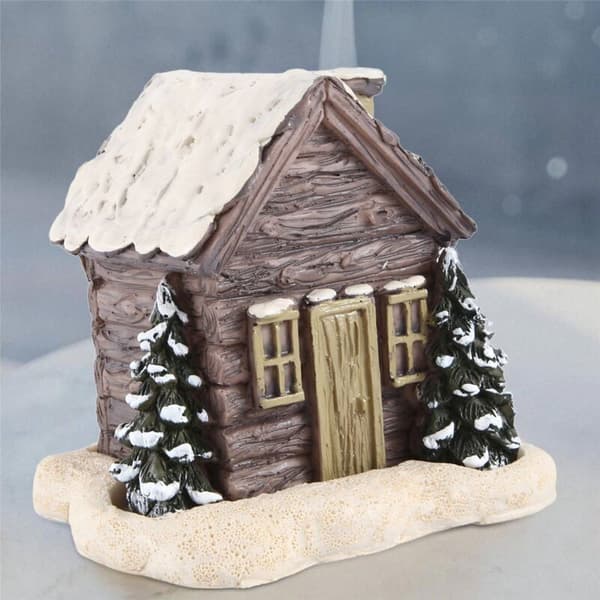 Log Cabin Snowy Winter Røgelse Kegle Brænder, Julehytte Røgelse Brænder, Log Cabin Røgelse Brænder, Værelse Røgelse
