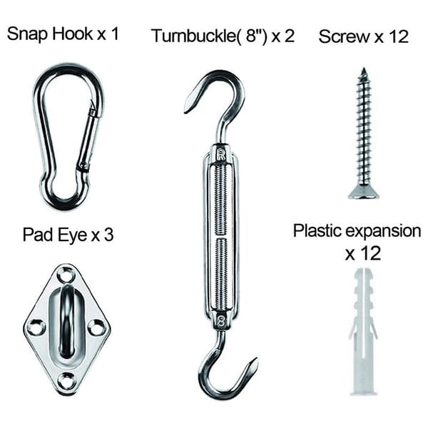 8 tommer rustfrit stål skygge sejl hardware kit til Heavy Duty Triple Corner Sun Sail Installation