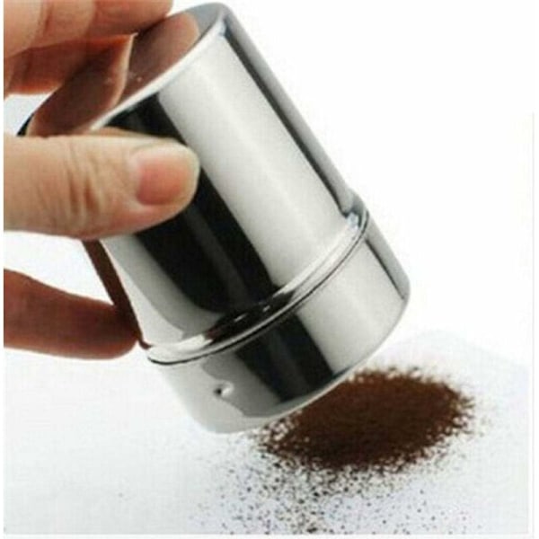 1 stk. Sukker Kakaopulver Shaker Rustfrit Stål Kaffe Mel Pulver med Sigte Finmasket Låg Kaffe Værktøj Tilbehør-