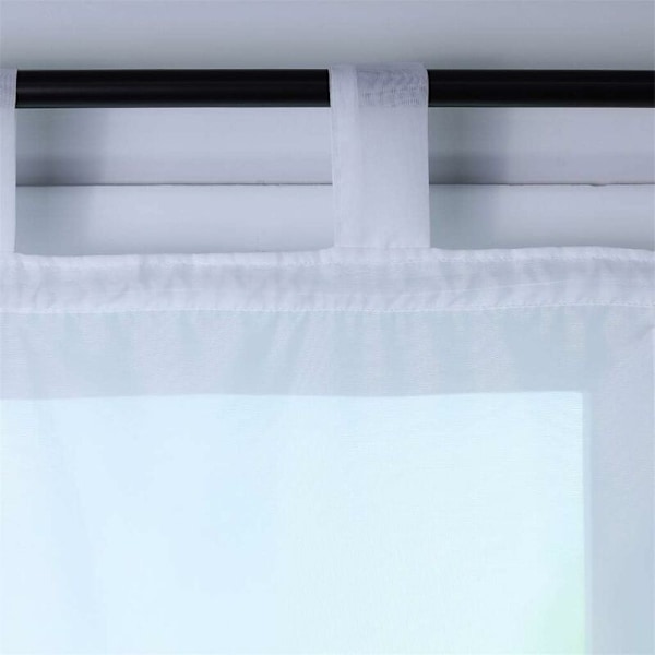 Romersk gardin med öglegardiner Köksromerska nyanser Genomskinliga gardiner med blind ögla Modern Voile Vit BxH 60x155cm 1 st