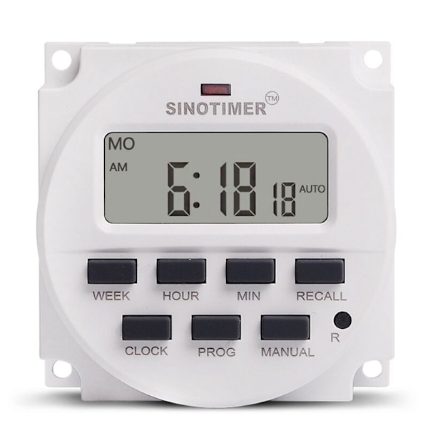 Tm618N-2 1,6 tommers LCD digital 220V AC 7-dagers programmerbar tidtakerbryter med relé innebygd og nedtellingsfunksjon