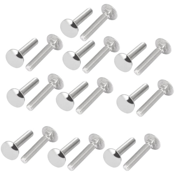 Vaunu pultti, 304 ruostumaton teräs, DIN603 Täysin kierteitetty neliökaulan vaunupultit 20 kpl sarja, M6X35Mm