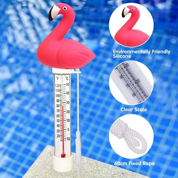 Flydende pooltermometer, flydende vandtermometer, pool flydende termometer, pooltermometer med snor, sød tegneserie termometer, til udendørs