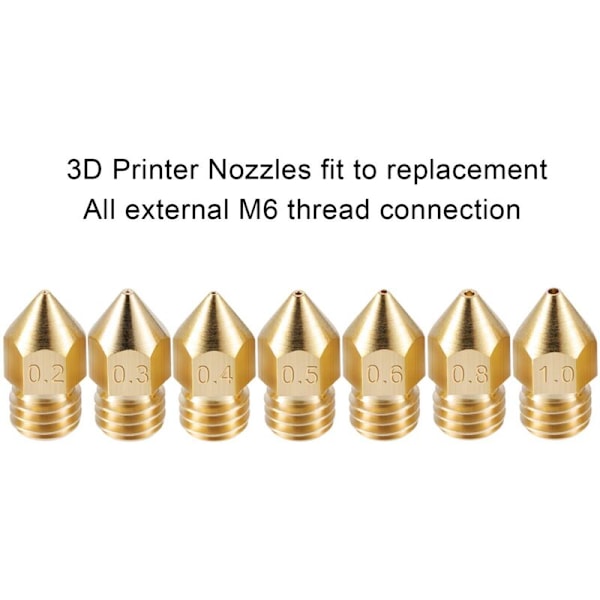 48 stk 3D-printer dyser Mk8 dyser i 7 forskellige størrelser