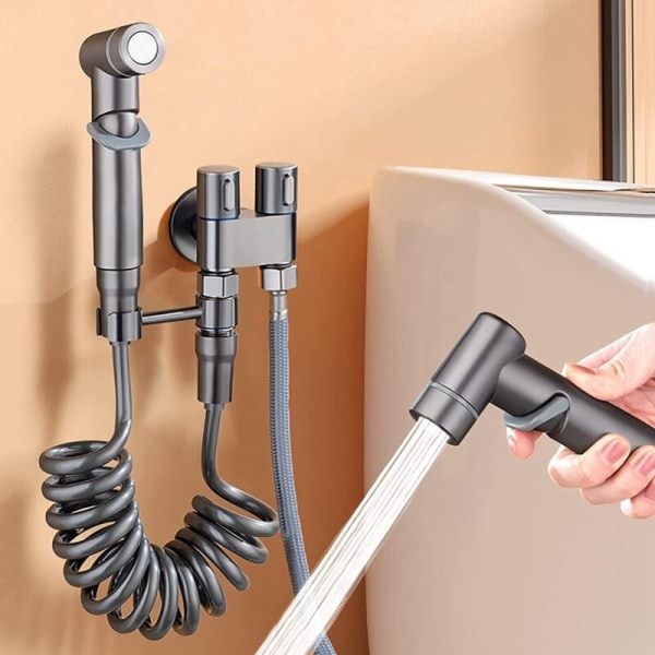 1-i-2-ut dobbel kontrollventil mini multifunksjonskran mini dusjtrykk baderomsett for bidet og dusj-B