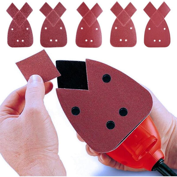 50 stk. Slibeskiver Slibeskive 10 x Korn 40/60/80/120/240 Sandpapir Slibe Trekanter Passer til Black and Decker Detalje Palm Sander