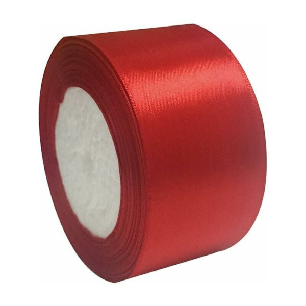 Rött satinband, 50 mm x 22 m brett rött band för presentinslagning ceremoni bröllop jul hantverksdekoration