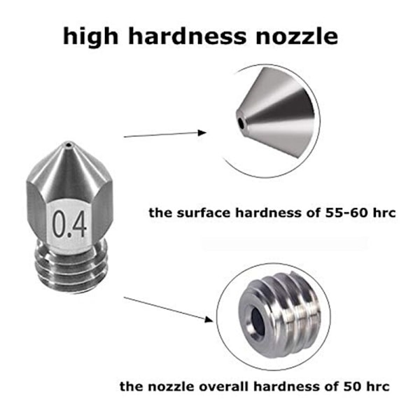 26 kpl MK8-suuttimia 3D-tulostimelle, kovitettua terästä ja kulumiskestävää messinkiä, 3 mm:n suuttimet