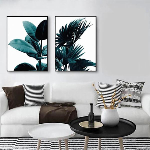 2 st/set GRÖN PLANTA Canvas Art Print Vägg Affisch Väggbilder Väggkonst Målning för Sovrum Vardagsrum Dekoration Ram ingår ej 21cm30cm
