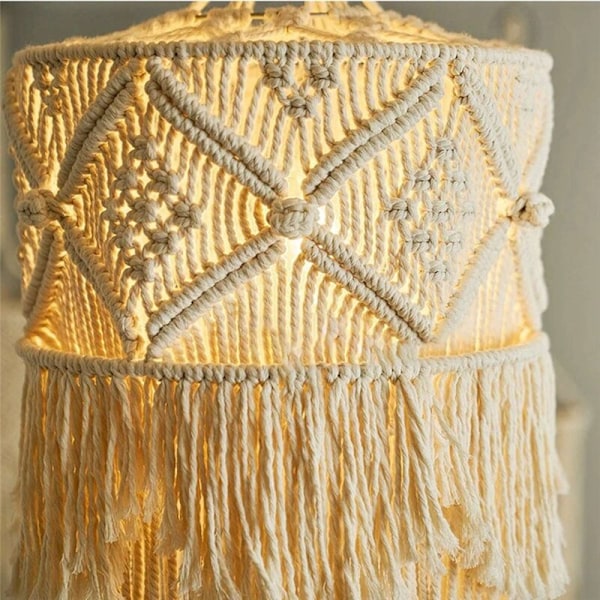 2 st Handgjorda Väggbonader Macrame Lampskärmar Boho Dekoration Hantverk Fransbonad Bakgrund Sänggavel Väggdekoration