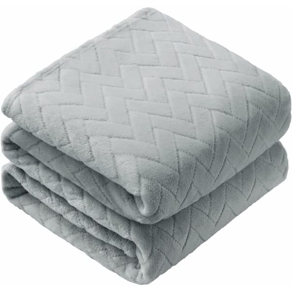 Myk plysj teppe, Queen Size sofa teppe, mykt og fluffy sofa dekorativt teppe - koselig og lett, lysegrå, 127 x 152 cm