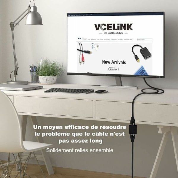 Skærmet RJ45 koblingsudvidelse Ethernet-kabel Cat7/Cat6A/Cat6/Cat5E konnektor hun til hun 2-pak