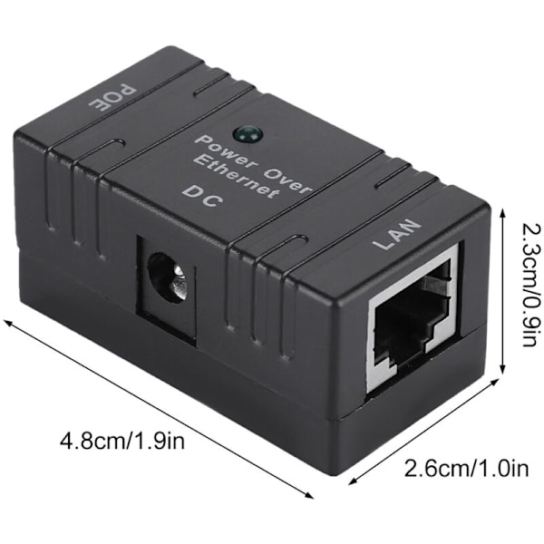 Mini POE-yhdistelmäjakaja, Universaali RJ45-liitin, AP-verkkosillat, POE-injektori Musta -