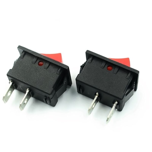 10 st On-Off KCD11 2-polig 2P Svart Röd Båt Bil Vippströmbrytare 3A 250V 6A 125V AC Knapp KCD1-11 10X15 10X15 KCD117
