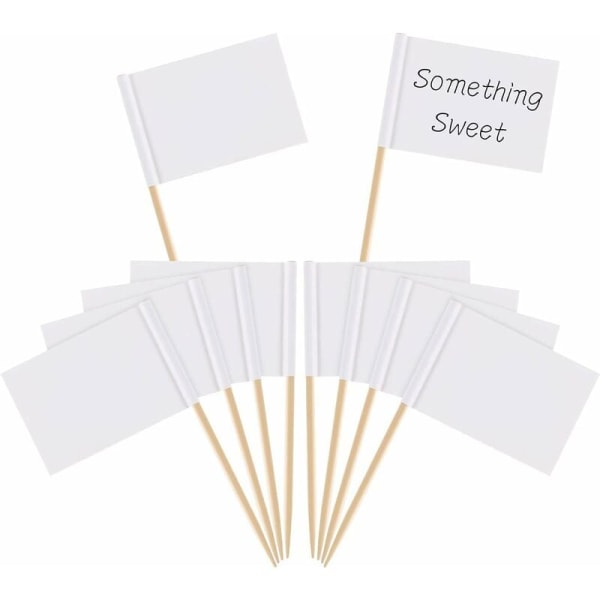 Toothpick Flags Empty White Cheese Markers Marking Labels White for Party Cake Food Cheeseplate Appetizers(100 Pieces)