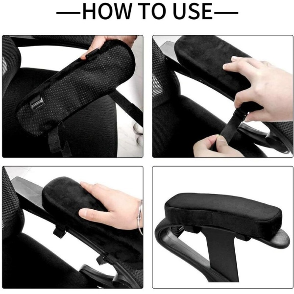 2 st stolsarmstödskuddar Ultra-Memory Foam Pillow Cushion, Universal Fit, för hem eller kontor, för armbågsavlastning