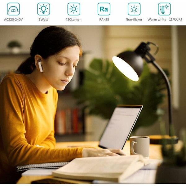 G9 LED Pære 3W Varmt Hvid 2700K, G9 LED Lyspærer 420LM, Ækvivalent til 28W 40W Halogen Pære, G9 LED Korn Lyspærer til Bordlampe, Anti-Flimmer