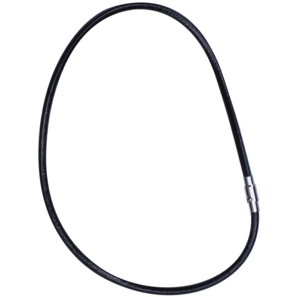Læderreb vævet kæde halskæde med rustfrit stål magnetlås, sort - 4mm bredde - 40cm længde