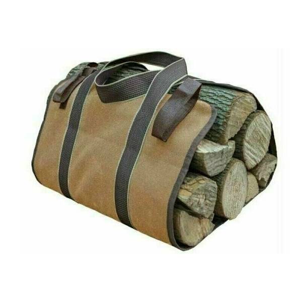 Canvas Vedkorg Kamin Vedförvaring Väska Stor Kapacitet Utomhus Vedhållare Vaxad Vedhållare (36x16CM)
