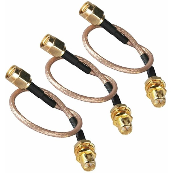 Rp-Sma-kabeltillsats, Rg316-koaxialkabeladapter, crimpad hane till mutterhuvud (20 cm, 3-pack)